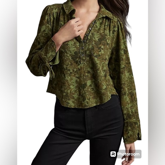 Pilcro Tops - Pilcro Anthropologie Puff Sleeve Floral pullover Cotton Blouse Sz M